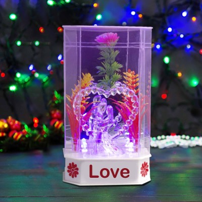 Awesome Craft Romentic Love Couple Statue with Lighting Effect Handicraft Showpiece Gift Item Decorative Showpiece  -  14 cm(Glass, Multicolor)