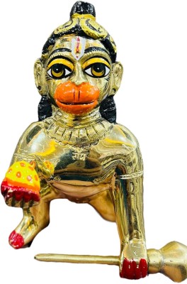 Dhanuka DHANUKA MURTI WAL Brass Mart Fine Brass Hand Painted Bal Hanuman Idol Statue Decorative Showpiece  -  12.7 cm(Brass, Gold)