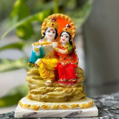 Gallery99 Radha Krishna Idol Statue Showpiece Decorative Items for Home Decor Living Room Decorative Showpiece  -  11 cm(Marble, Multicolor)