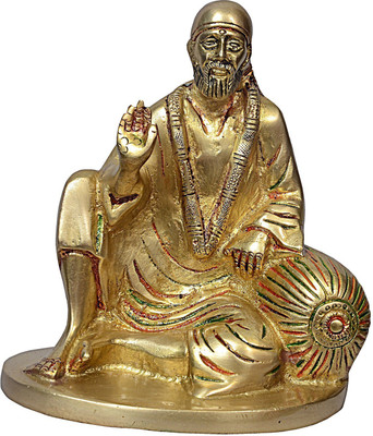Craftcart Sai Baba Brass Idol Decorative Showpiece  -  16 cm(Brass, Multicolor)