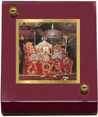 DIVINITI 24K Gold Plated Mata Ka Darbar Photo Frame For Car Dashboard, Table, Puja Decorative Showpiece  -  7 cm(Gold Plated, Multicolor)