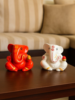 ds trend hub Decorative Showpiece  -  5 cm(Polyresin, Orange, White)