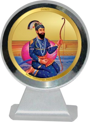 DIVINITI Guru Gobind Singh Car Frame|24K Gold Plated MCF 1CR Frame Decorative Showpiece  -  11 cm(Metal, Silver)