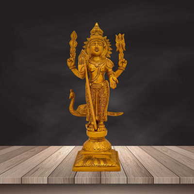 BrassAura Brass Kartik Murti for Home and Decor Height 29 cm Weight 2.38 Kg Decorative Showpiece  -  29 cm(Brass, Gold)