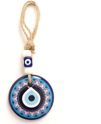 The Spiritual Living Evil Eye for Car Hanging | Evil Eye Hanging | Evil Eye for Home | Vastu Items Decorative Showpiece  -  20.3 cm(Glass, Jute, Blue)