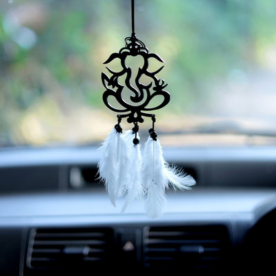 SKYLACE Ganesha Spiritual Car Hanging Accessories: Car, Home, Office Décor Decorative Showpiece  -  20 cm(Fiber, Black)