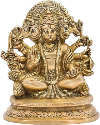 Choice One Poojan Bhandar Ashtadhatu-Brass Shri Panchmukhi Hanuman Ji Idol Decorative Showpiece  -  10.16 cm(Brass, Gold)