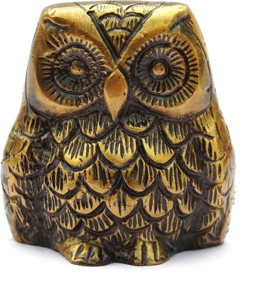 SUSAJJIT DECOR Vintage Owl Bird Statue/Figure Sculpted in Brass: For Use as Religious Symbol or by Feng Shui Practitioners for Positive Energy | Simply use as Paper-Weight or Decor Decorative Showpiece  -  6 cm(Brass, Brown)