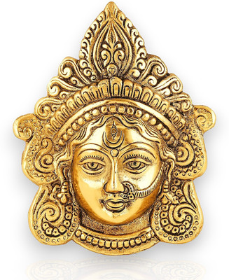 WORLDOFCRAFT Durga Face Idol/Durga Maa Wall Hanging for Pooja Room Decor Decorative Showpiece  -  16 cm(Metal, Gold)