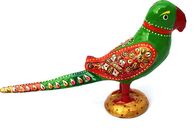 Antiques Nirmala Metal Craft Handmade Meenakari Work Decorative Parrot Showpiece Decorative Showpiece  -  11 cm(Metal, Green)
