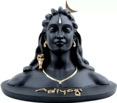 SBBCO Divine Edge Polyresin Adiyogi Shiv Ji Statue For Pooja Room & Car Dashboard Decorative Showpiece  -  12 cm(Polyresin, Black)