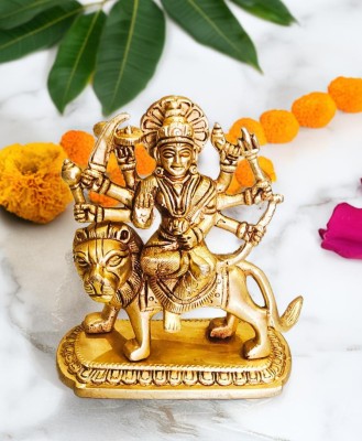 Sanskriti Decor Sanskriti Decor presents Brass Durga Maa Sherawali MATA Sitting on Lion Statue Decorative Showpiece  -  11 cm(Brass, Gold)
