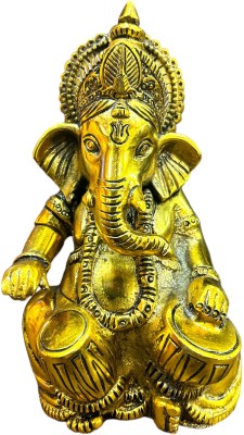 Rockshok Rockshok Metal Ganesha Tabla Murti Maestro Handicraft (9 cm x 17 cm, Gold) Decorative Showpiece  -  17 cm(Metal, Gold)