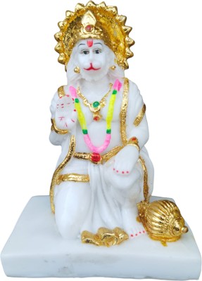 CRAFTORY Lord Hanuman Statue for Pooja/Puja Mandir Room, Murti Decorative Showpiece  -  13.97 cm(Marble, White)