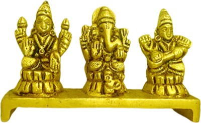 K.D. Handicrafts 230g 5cm Brass Laxmi Ganesha Saraswati Idol/Statue Decorative Showpiece  -  5 cm(Brass, Gold)