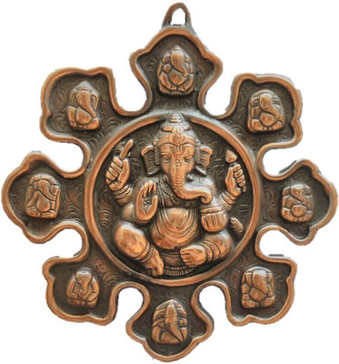 JaipurCrafts Ashtvinayak Lord Ganesha Wall Hanging for Home/Office Enterance Decorative Showpiece  -  22.86 cm(Metal, Copper)