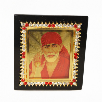 Djuize Sai Baba Car Dashboard Plastic Photo Frame Decorative Showpiece  -  6.7 cm(Crystal, Black)