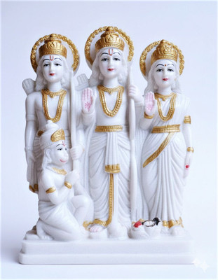 gupta enterprise Ram Darbar Idol for Home Temple and Decor Decorative Showpiece  -  21 cm(Polyresin, White)