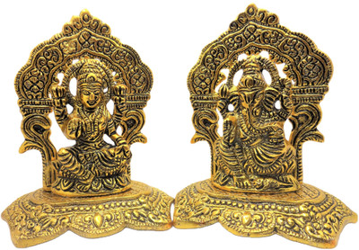 Decowill Laxmi Ganesh idol for Diwali Decorative Showpiece  -  13 cm(Aluminium, Copper)