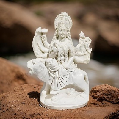 salvusappsolutions White Marble Dust Maa Durga Statue: Perfect for Home, Office, Gifting (6 Inch) Decorative Showpiece  -  15 cm(Marble, White)