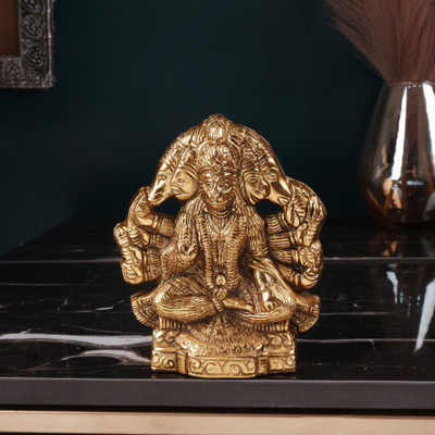 Jagyash Panchmukhi Hanuman Idol 14cm Religious Idol & Figurine Aluminium Gold Colour Decorative Showpiece  -  14 cm(Aluminium, Gold)
