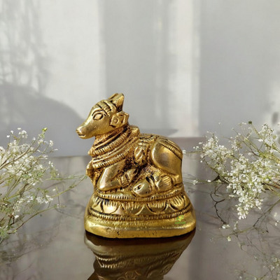 aakrati Nandi (Bull) Statue Made of Brass Decorative Showpiece  -  5 cm(Brass, Yellow)