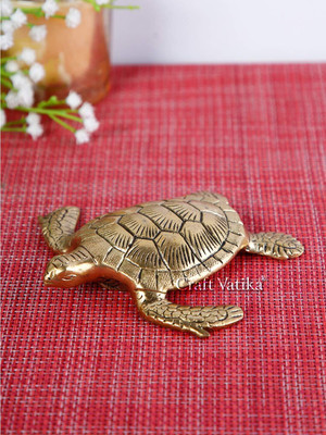 CraftVatika Brass Tortoise for Good Luck Showpiece Turtle Kachua Tortoise for Feng Shui and Vastu Best Gift for Career and Luck Home Decoration Decorative Showpiece - 2.54 cm(Brass, Gold) CraftVatika Brass Tortoise for Good Luck Showpiece Turtle Kachua Tortoise for Feng Shui and Vastu Best Gift for Career and Luck Home Decoration Decorative Showpiece - 2.54 cm(Brass, Gold)