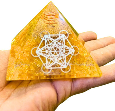 SVC Handicrafts Citrine Orgone Crystal Pyramid Vastu for Home/Seven Chakra Pyramid Metatron Decorative Showpiece  -  8 cm(Crystal, Orange)