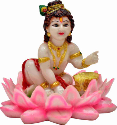 Shrey Shiv Collections Krishna Laddu gopal Lotus Multicolor Decorative Showpiece  -  14 cm(Resin, Multicolor)