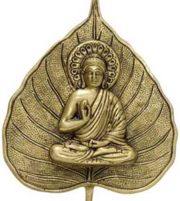 shree aadi shakti Superfine Brass Buddha statue On Piple Leaf| Buddha Statue Show Piece Decorative Showpiece  -  22 cm(Brass, Gold)