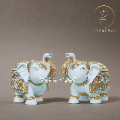 Royalbox elephant statue for home decor Decorative Showpiece Decorative Showpiece  -  10 cm(Polyresin, White)