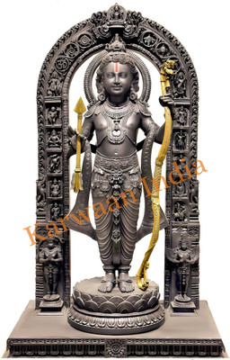 ley ley Ram Lalla 2D MDF Cutout of Ram Lalla Statue in Ayodhya Mandir Decorative Showpiece  -  11 cm(Wood, Black)