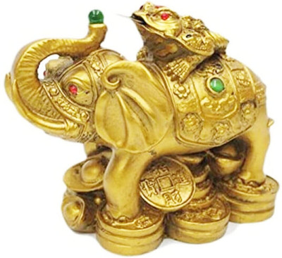 jangra Money vastu Fengshui Collection Resin Feng Shui Money Frog On Elephant Decorative Showpiece  -  5 cm(Polyresin, Gold)