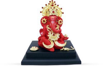 ghanshyam murati bhandar ganesha 08 Decorative Showpiece  -  11 cm(Resin, Red)