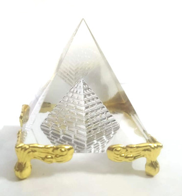 DIVINE Pyramid Crystal Decorative Showpiece  -  6 cm(Crystal, Gold Plated, Gold)