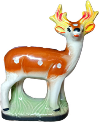 Balaji Tradings Deer Standing Idol for Home and Office Décor| Handcrafted Deer Statue for Vastu Decorative Showpiece  -  17 cm(Ceramic, Brown)