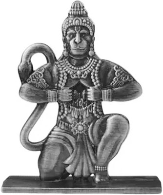 Sullery Lord Bajrangbali Hanuman Idol for Car Accessories Dashboard Pooja & Gift,Décor Decorative Showpiece  -  6.3 cm(Metal, Grey)