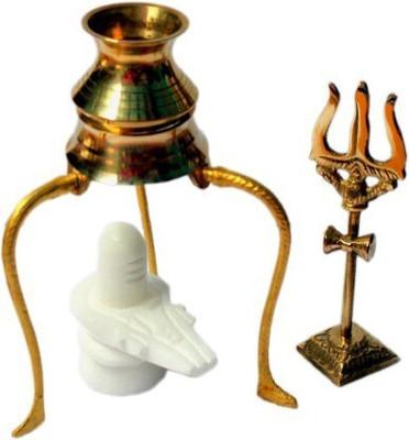 SBBCO Divine Edge Shivam Aura – Sacred Shivling for Home & Mandir Decorative Showpiece  -  10 cm(Brass, Gold)