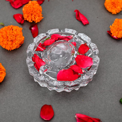 BGT Crystal Tortoise with Pond |Feng Shui Vastu Set | Perfect Gift for Career & Luck Decorative Showpiece  -  12 cm(Glass, Clear)