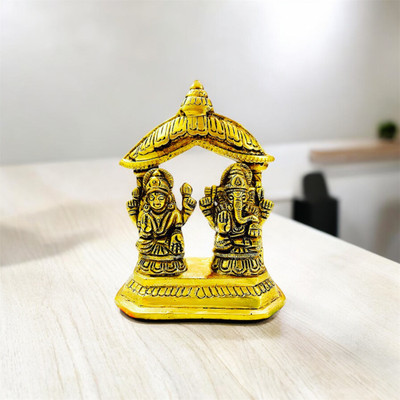 Shri Ji Collection Creatives Laxmi Ganesh Decorative Showpiece  -  10.5 cm(Brass, Gold)