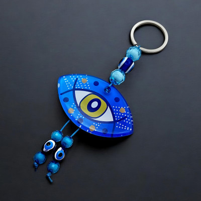 swagtreg Evil Eye Protection Keychain – Blue Nazar Battu Charm with Beads for Car, Home Key Chain