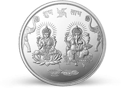 CEYLONMINE Silver Coin 20 g Laxmi and Ganesh Aesthetic and Auspicious goddess coin Decorative Showpiece  -  4 cm(Silver, Silver)