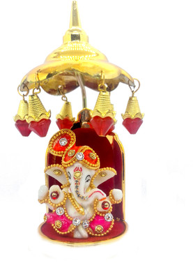 PRIMEFAIR God Religion Ganesha Idol Marble Showpiece for Car Dashboard Gifts and Car Decor Decorative Showpiece  -  14 cm(Marble, Gold)