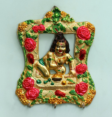 SBBCO Wall Hanging Lord Krishna With Keyholder Decorative Showpiece  -  23 cm(Metal, Multicolor)