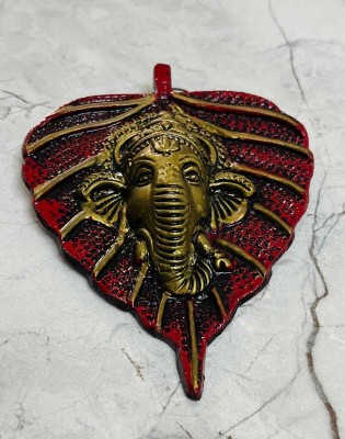 Eleven mart Metal Pan Leaf Ganesh Wall Hanging Decorative Showpiece  -  13 cm(Metal, Maroon)