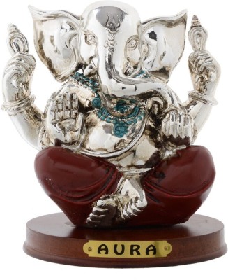 JaipurCrafts Silver Lord Ganesha God Idol for Home/Office Table Decorative Showpiece  -  13.97 cm(Silver Plated, Silver, Brown)