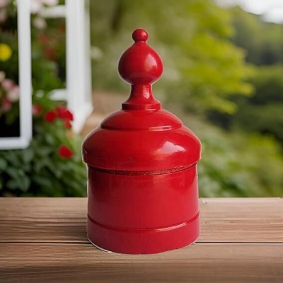 salvusappsolutions Traditional Wooden Red Big Sindoor Box/ Sindur Dani For Women (7 inch) Decorative Showpiece  -  17 cm(Wood, Red)