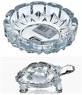 SHRI ASTHA VINAYAK Turtle Tortoise with Plate for Feng Shui and Vastu Best Gift Decorative Showpiece  -  15 cm(Crystal, Clear)