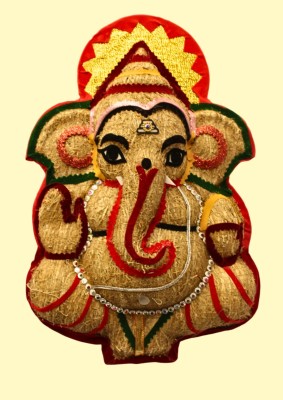 roots craft Lavancha Original Handmade Lucky Ganesha (14inch) Wall Hanging idol (36x25cm) Decorative Showpiece  -  25 cm(Coir, Fiber, Beige)