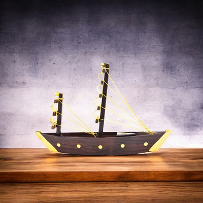 Natriel Sailing Ship Miniature Decorative Showpiece  -  25 cm(Wood, Gold)